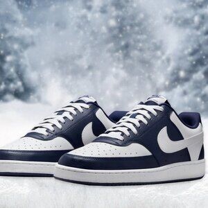 Nike Mens Midnight Navy / White Court Vision Low Sneakers